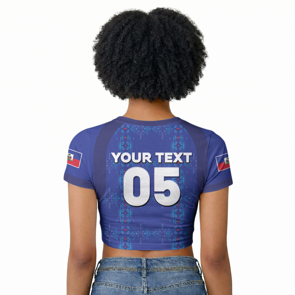 Custom Haiti Ayiti Nan Mondyal 2026 Raglan Cropped T shirt Fyete Lit Victwa Blue Version
