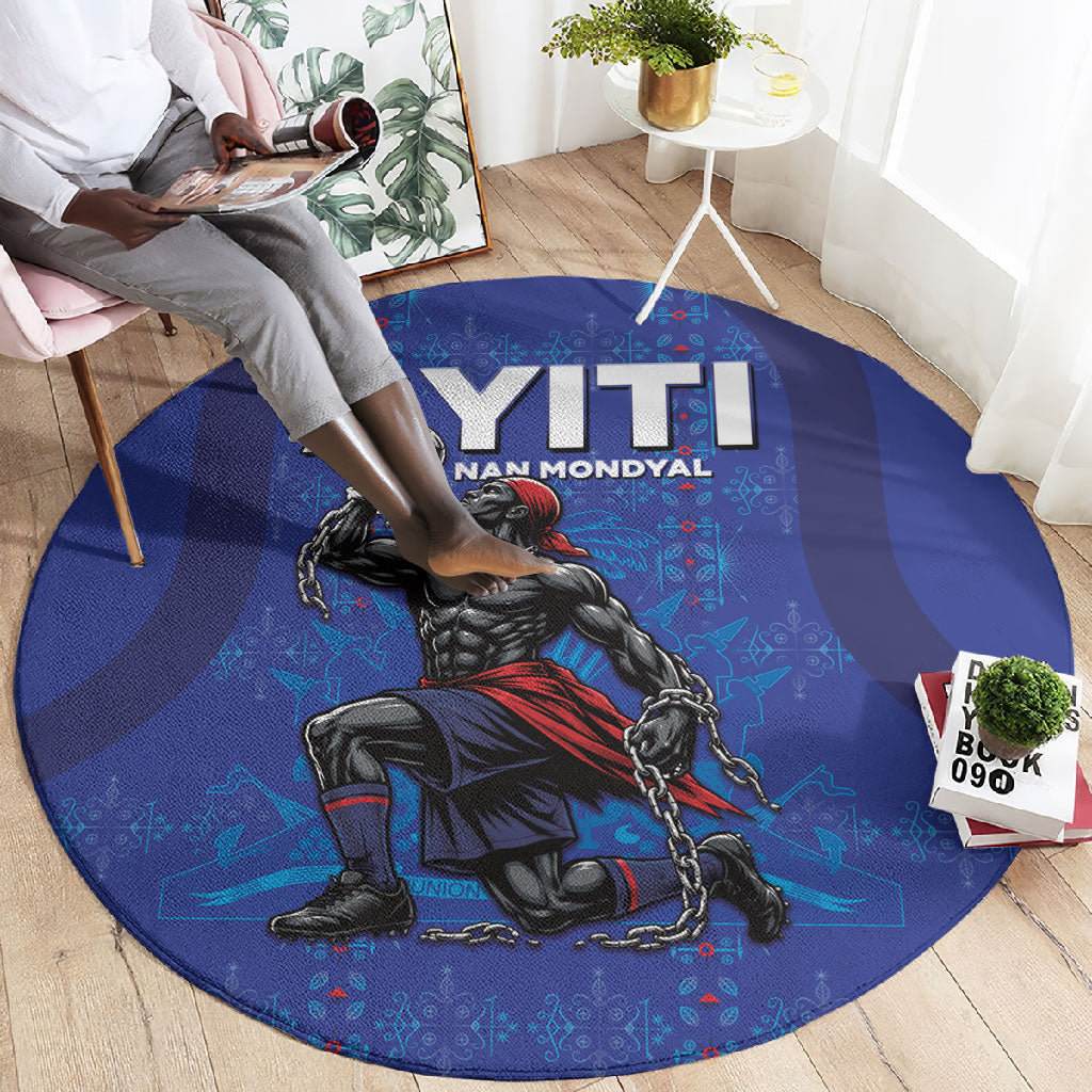 Haiti Ayiti Nan Mondyal 2026 Round Carpet Fyete Lit Victwa Blue Version