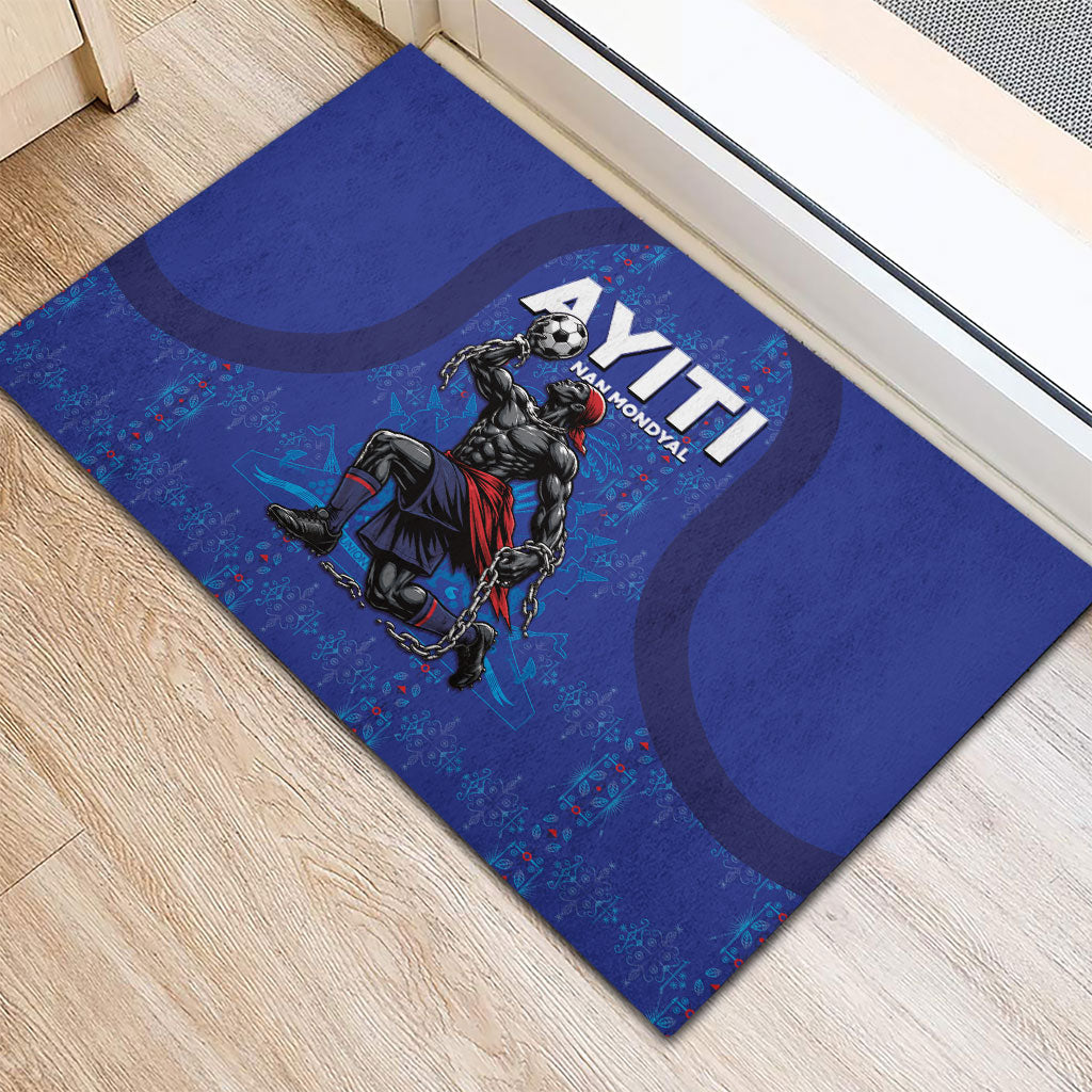 Haiti Ayiti Nan Mondyal 2026 Rubber Doormat Fyete Lit Victwa Blue Version