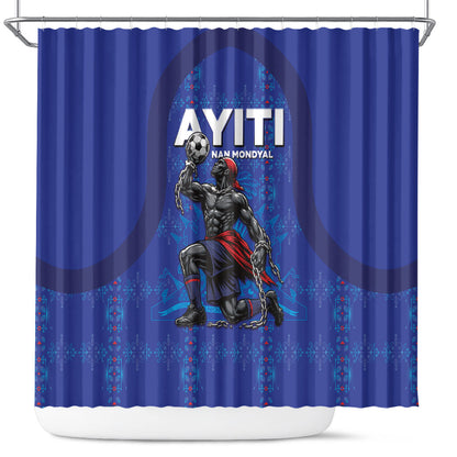 Haiti Ayiti Nan Mondyal 2026 Shower Curtain Fyete Lit Victwa Blue Version