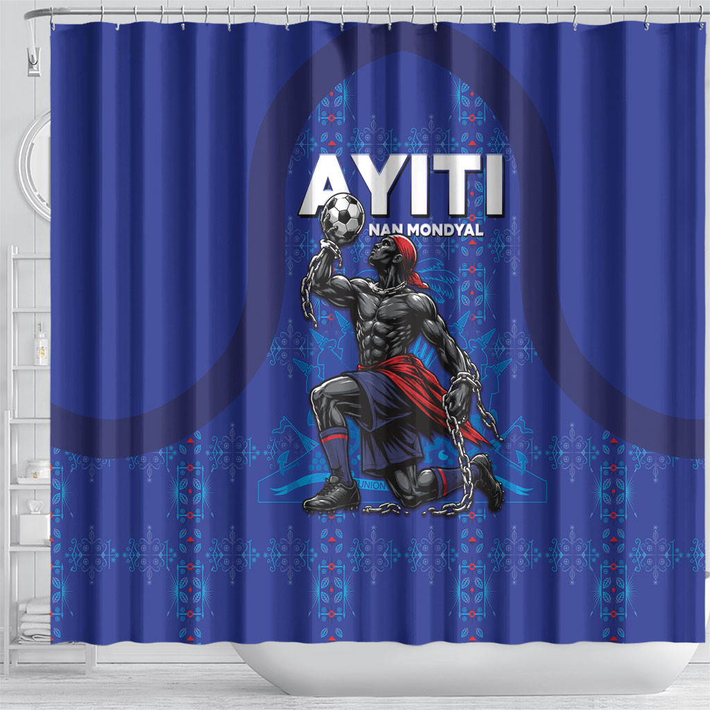 Haiti Ayiti Nan Mondyal 2026 Shower Curtain Fyete Lit Victwa Blue Version