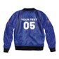 Custom Haiti Ayiti Nan Mondyal 2026 Sleeve Zip Bomber Jacket Fyete Lit Victwa Blue Version