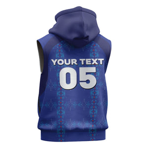 Custom Haiti Ayiti Nan Mondyal 2026 Sleeveless Hoodie Fyete Lit Victwa Blue Version