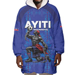 Custom Haiti Ayiti Nan Mondyal 2026 Wearable Blanket Hoodie Fyete Lit Victwa Blue Version