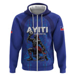 Custom Haiti Ayiti Nan Mondyal 2026 Zip Hoodie Fyete Lit Victwa Blue Version