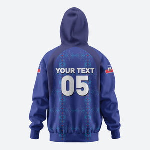 Custom Haiti Ayiti Nan Mondyal 2026 Zip Hoodie Fyete Lit Victwa Blue Version