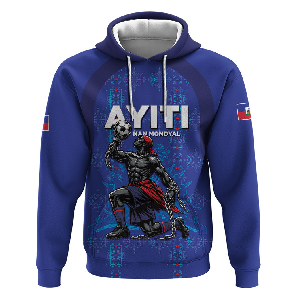 Custom Haiti Ayiti Nan Mondyal 2026 Zip Hoodie Fyete Lit Victwa Blue Version