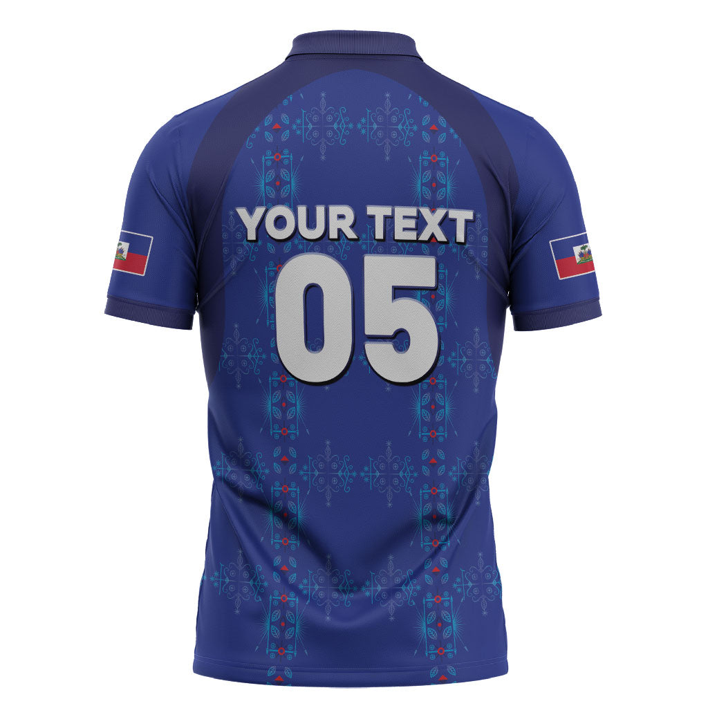 Custom Haiti Ayiti Nan Mondyal 2026 Zipper Polo Shirt Fyete Lit Victwa Blue Version