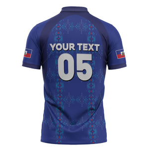 Custom Haiti Ayiti Nan Mondyal 2026 Zipper Polo Shirt Fyete Lit Victwa Blue Version