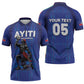 Custom Haiti Ayiti Nan Mondyal 2026 Zipper Polo Shirt Fyete Lit Victwa Blue Version