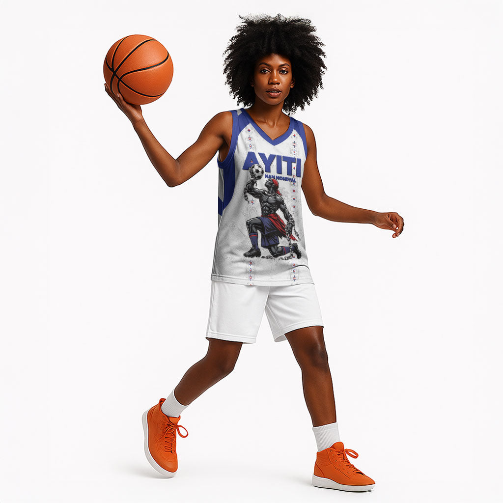 Custom Haiti Ayiti Nan Mondyal 2026 Basketball Jersey Fyete Lit Victwa White Version
