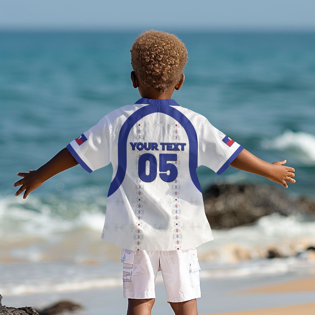 Custom Haiti Ayiti Nan Mondyal 2026 Kid Hawaiian Shirt Fyete Lit Victwa White Version