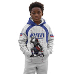 Custom Haiti Ayiti Nan Mondyal 2026 Kid Hoodie Fyete Lit Victwa White Version
