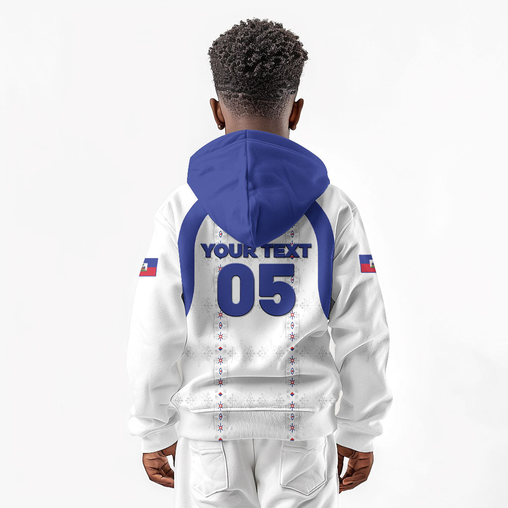 Custom Haiti Ayiti Nan Mondyal 2026 Kid Hoodie Fyete Lit Victwa White Version