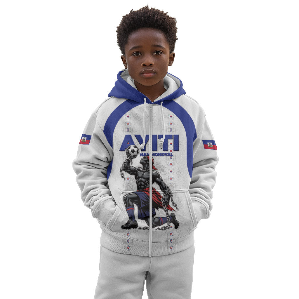 Custom Haiti Ayiti Nan Mondyal 2026 Kid Hoodie Fyete Lit Victwa White Version