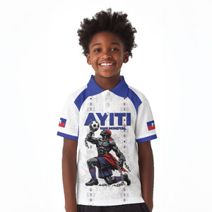 Custom Haiti Ayiti Nan Mondyal 2026 Kid Polo Shirt Fyete Lit Victwa White Version