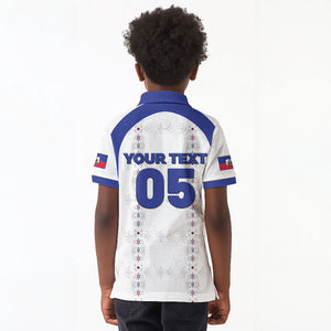 Custom Haiti Ayiti Nan Mondyal 2026 Kid Polo Shirt Fyete Lit Victwa White Version