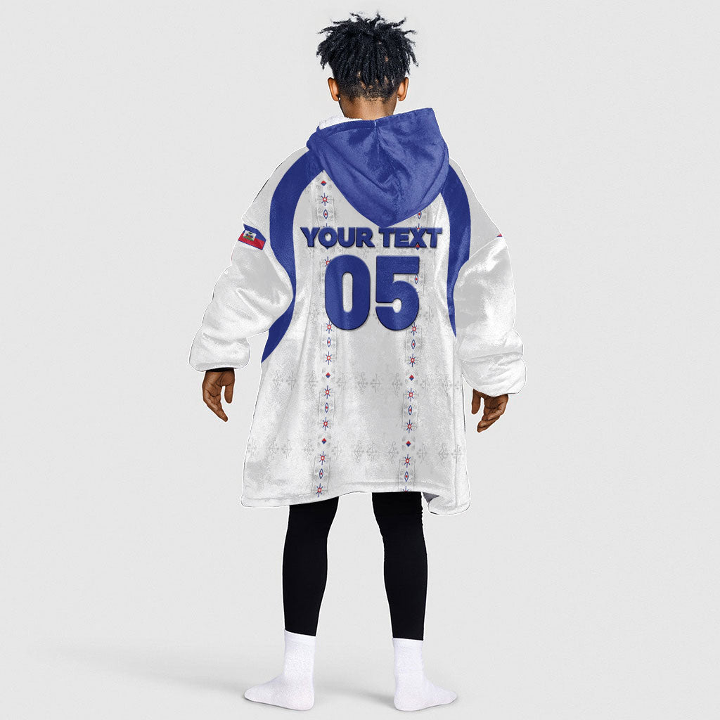 Custom Haiti Ayiti Nan Mondyal 2026 Kid Wearable Blanket Hoodie Fyete Lit Victwa White Version