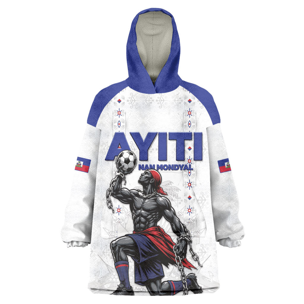 Custom Haiti Ayiti Nan Mondyal 2026 Kid Wearable Blanket Hoodie Fyete Lit Victwa White Version
