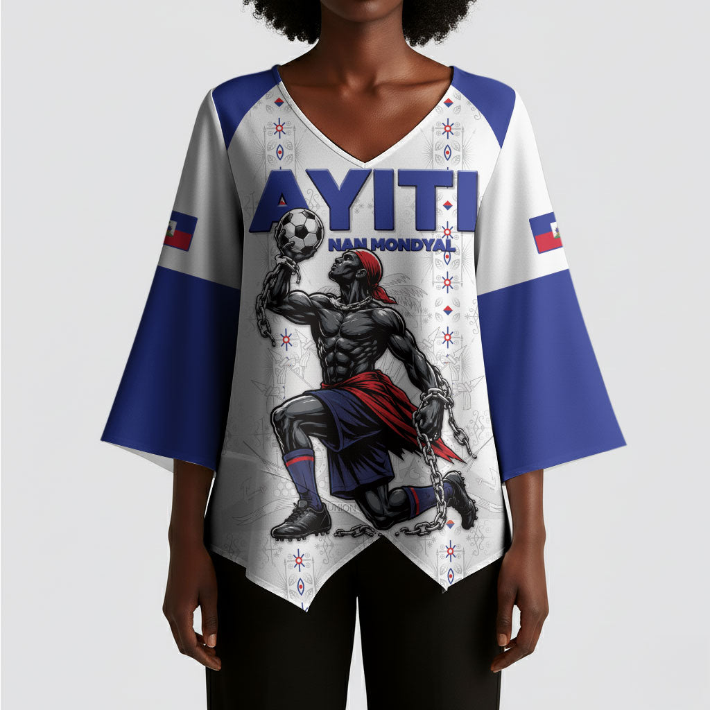 Custom Haiti Ayiti Nan Mondyal 2026 Kimono Sleeve Blouse Fyete Lit Victwa White Version