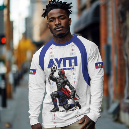 Custom Haiti Ayiti Nan Mondyal 2026 Long Sleeve Shirt Fyete Lit Victwa White Version
