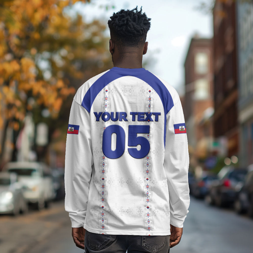 Custom Haiti Ayiti Nan Mondyal 2026 Long Sleeve Shirt Fyete Lit Victwa White Version