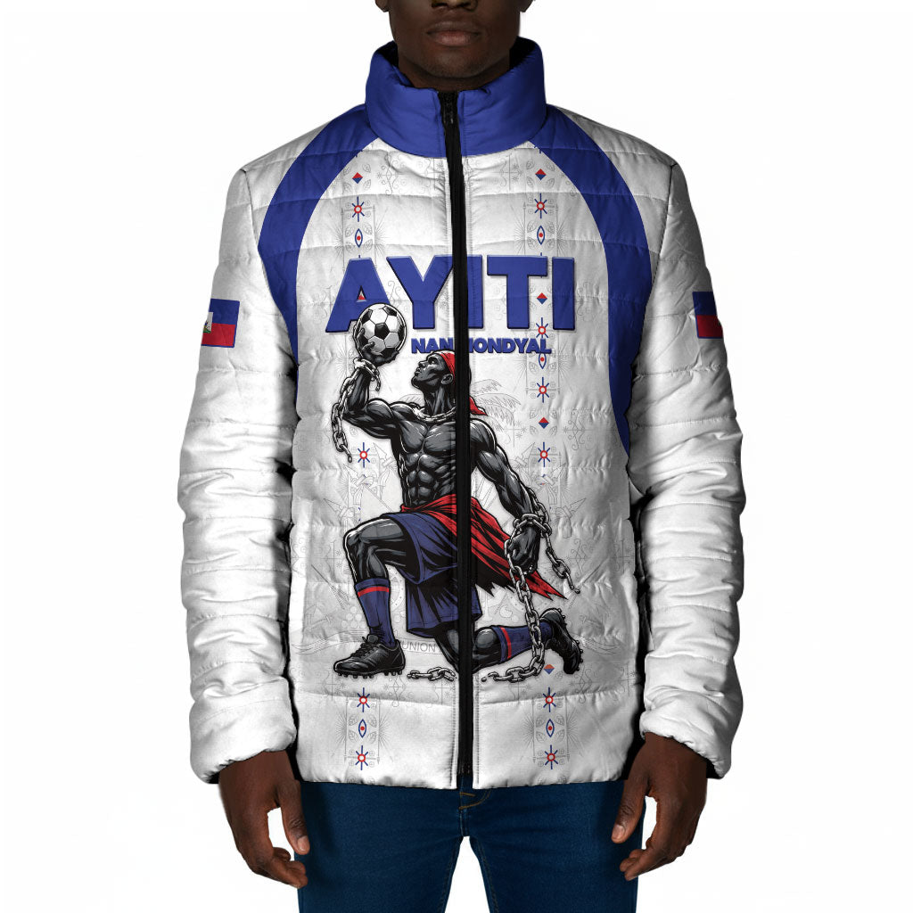 Custom Haiti Ayiti Nan Mondyal 2026 Padded Jacket Fyete Lit Victwa White Version