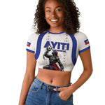 Custom Haiti Ayiti Nan Mondyal 2026 Raglan Cropped T shirt Fyete Lit Victwa White Version