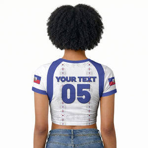 Custom Haiti Ayiti Nan Mondyal 2026 Raglan Cropped T shirt Fyete Lit Victwa White Version