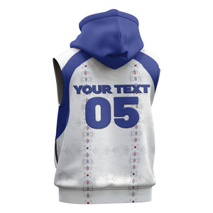 Custom Haiti Ayiti Nan Mondyal 2026 Sleeveless Hoodie Fyete Lit Victwa White Version