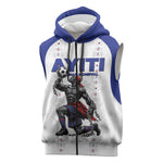 Custom Haiti Ayiti Nan Mondyal 2026 Sleeveless Zip Hoodie Fyete Lit Victwa White Version