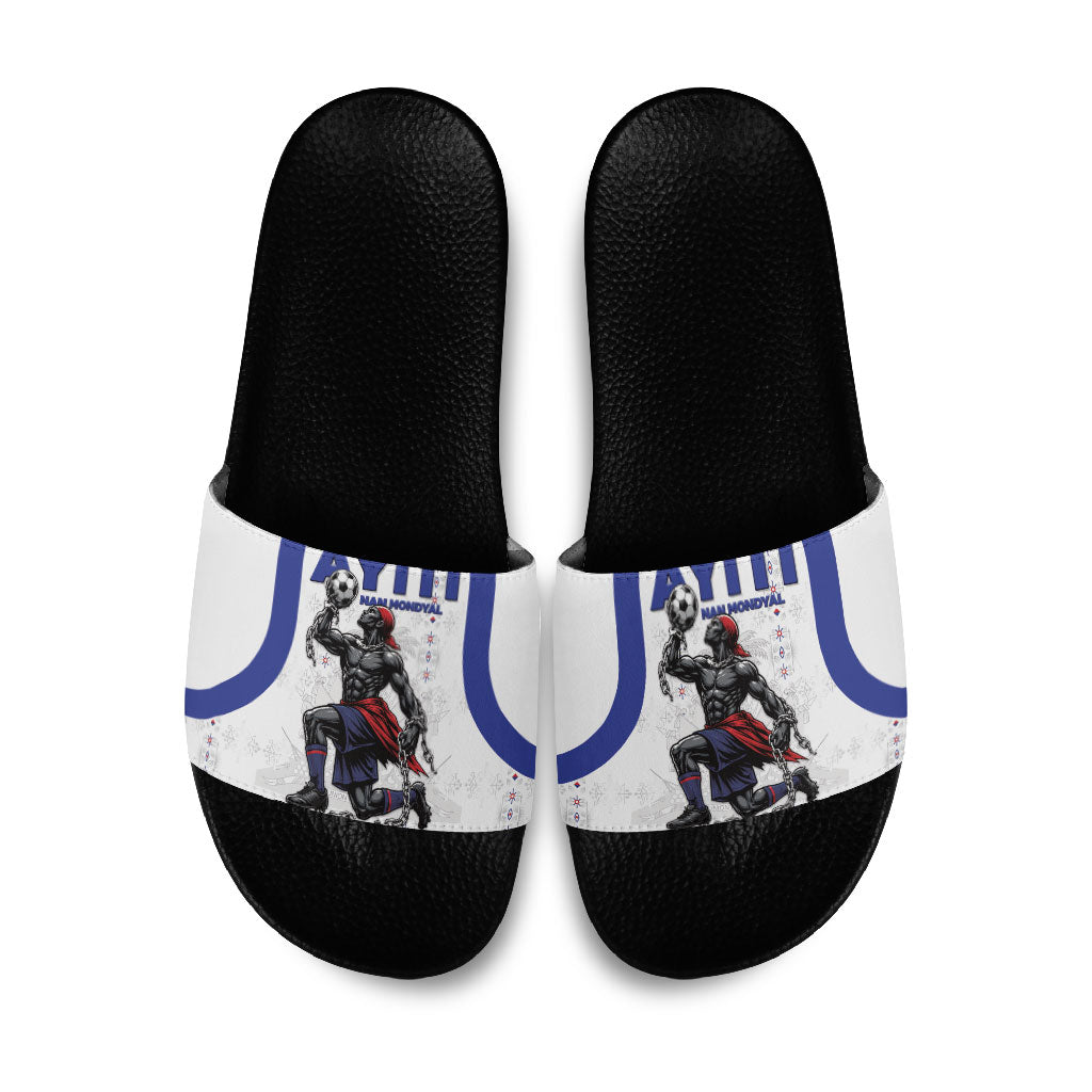 Haiti Ayiti Nan Mondyal 2026 Slide Sandals Fyete Lit Victwa White Version