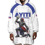 Custom Haiti Ayiti Nan Mondyal 2026 Wearable Blanket Hoodie Fyete Lit Victwa White Version