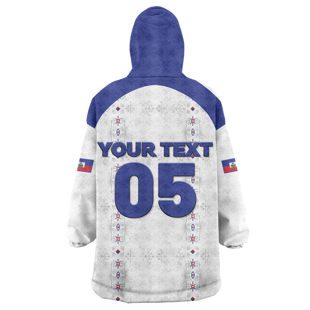 Custom Haiti Ayiti Nan Mondyal 2026 Wearable Blanket Hoodie Fyete Lit Victwa White Version