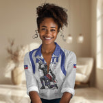 Custom Haiti Ayiti Nan Mondyal 2026 Women Casual Shirt Fyete Lit Victwa White Version