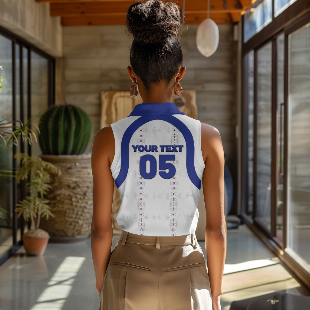 Custom Haiti Ayiti Nan Mondyal 2026 Women Sleeveless Polo Shirt Fyete Lit Victwa White Version