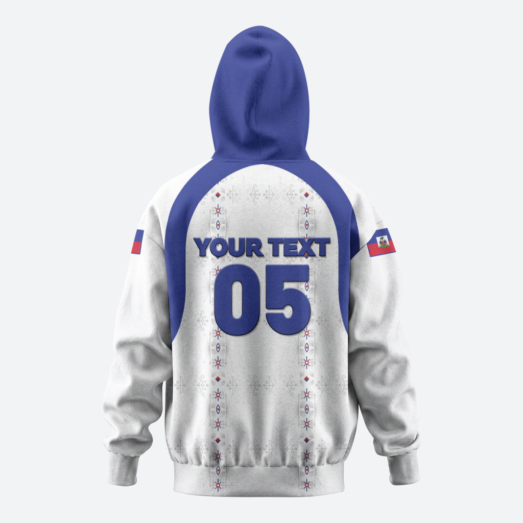 Custom Haiti Ayiti Nan Mondyal 2026 Zip Hoodie Fyete Lit Victwa White Version