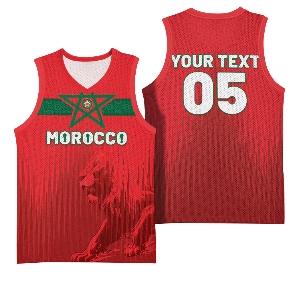 Custom Morocco Football 2026 Basketball Jersey Atlas Lions Breathtaking Victory Red Version