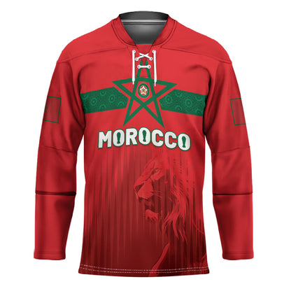 Custom Morocco Football 2026 Hockey Jersey Atlas Lions Breathtaking Victory Red Version