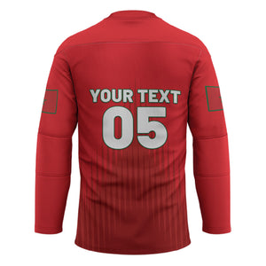 Custom Morocco Football 2026 Hockey Jersey Atlas Lions Breathtaking Victory Red Version