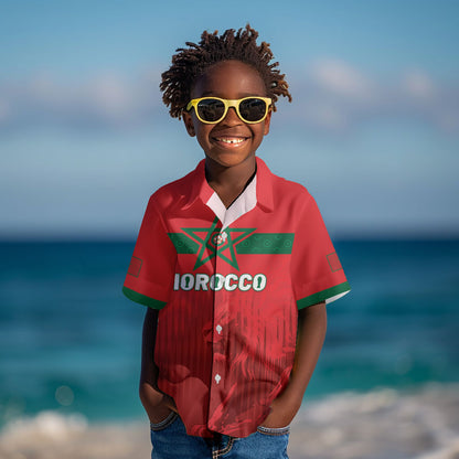 Custom Morocco Football 2026 Kid Hawaiian Shirt Atlas Lions Breathtaking Victory Red Version