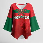 Custom Morocco Football 2026 Kimono Sleeve Blouse Atlas Lions Breathtaking Victory Red Version