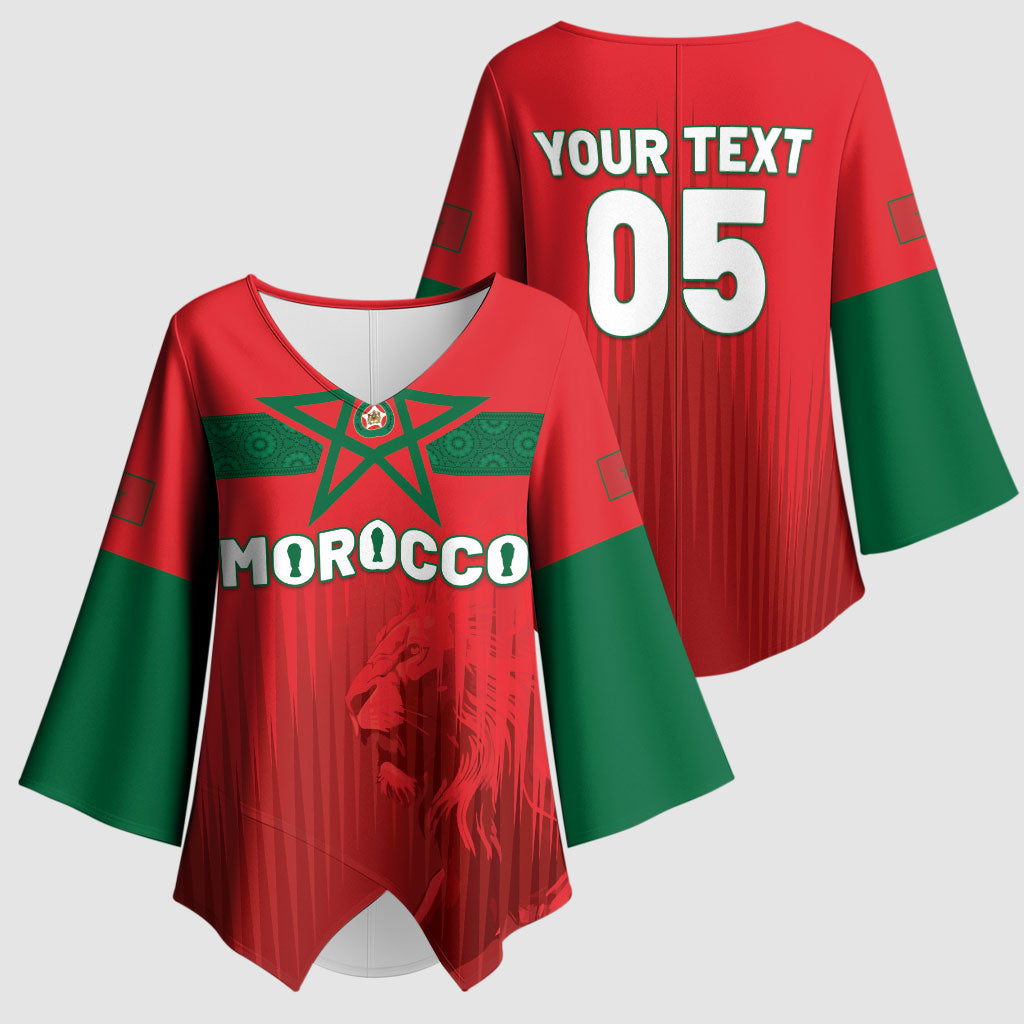 Custom Morocco Football 2026 Kimono Sleeve Blouse Atlas Lions Breathtaking Victory Red Version