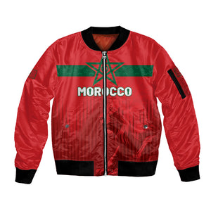 Custom Morocco Football 2026 Sleeve Zip Bomber Jacket Atlas Lions Breathtaking Victory Red Version