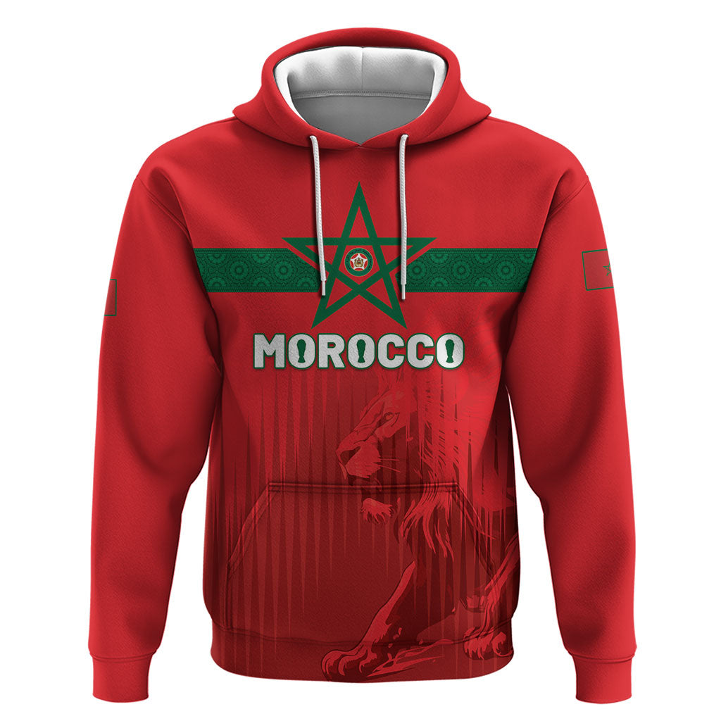 Custom Morocco Football 2026 Zip Hoodie Atlas Lions Breathtaking Victory Red Version