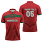 Custom Morocco Football 2026 Zipper Polo Shirt Atlas Lions Breathtaking Victory Red Version