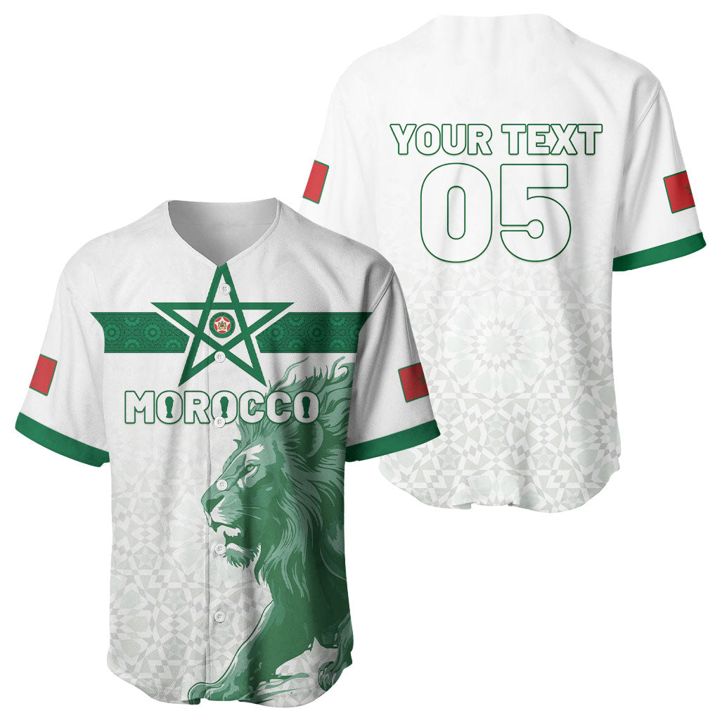 Custom Morocco Football 2026 Baseball Jersey Atlas Lions Breathtaking Victory White Version