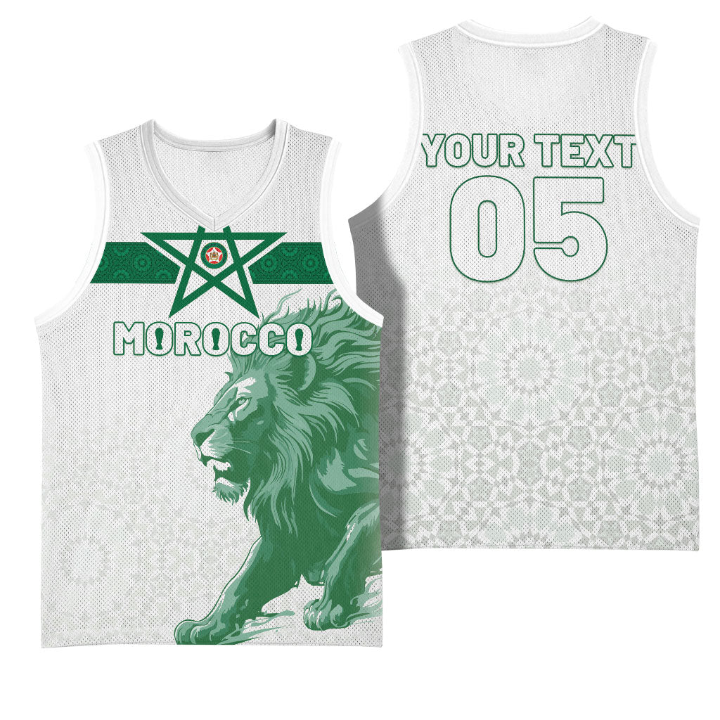 Custom Morocco Football 2026 Basketball Jersey Atlas Lions Breathtaking Victory White Version