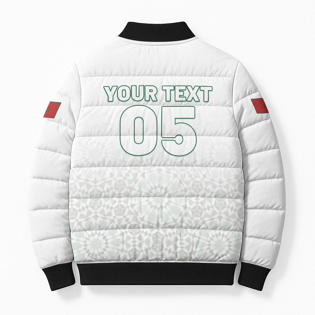 Custom Morocco Football 2026 Bomber Puffer Jacket Atlas Lions Breathtaking Victory White Version