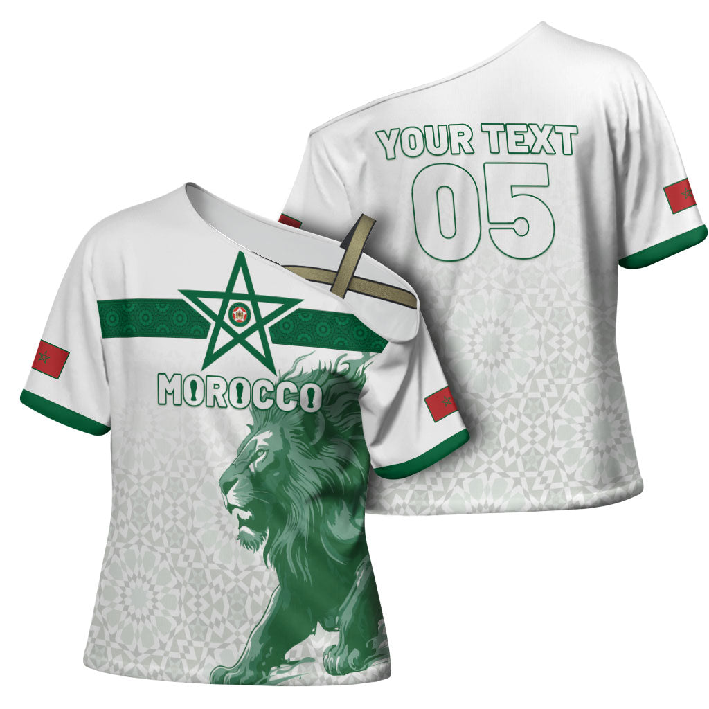 Custom Morocco Football 2026 Cross Shoulder Shirt Atlas Lions Breathtaking Victory White Version